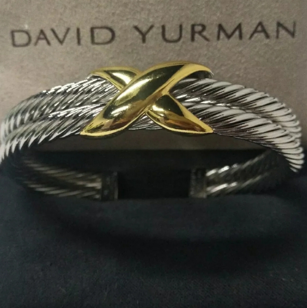 David Yurman 14K / 925 Crossover X Double Cuff
